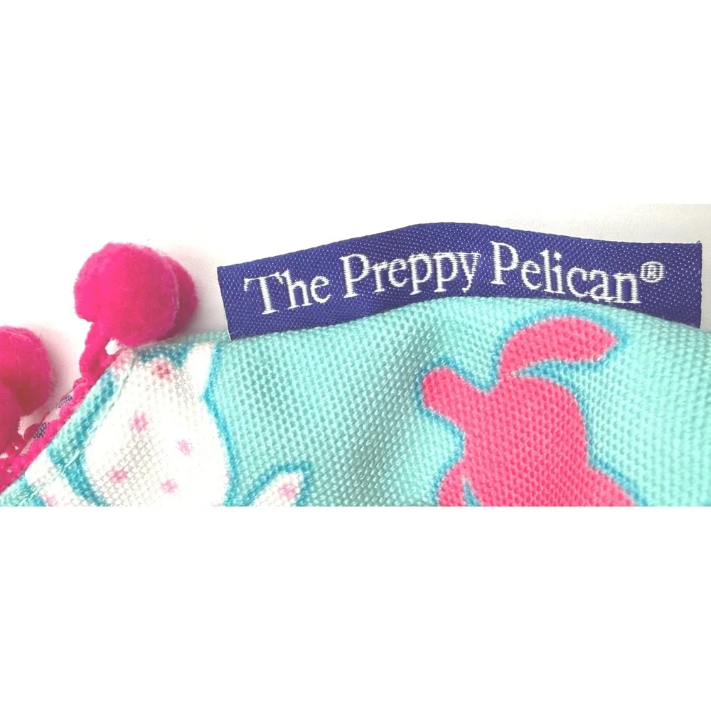 The Preppy Pelican Sassy Sea Turtle Mini Tote Purse Turquoise Pink Pom Pom